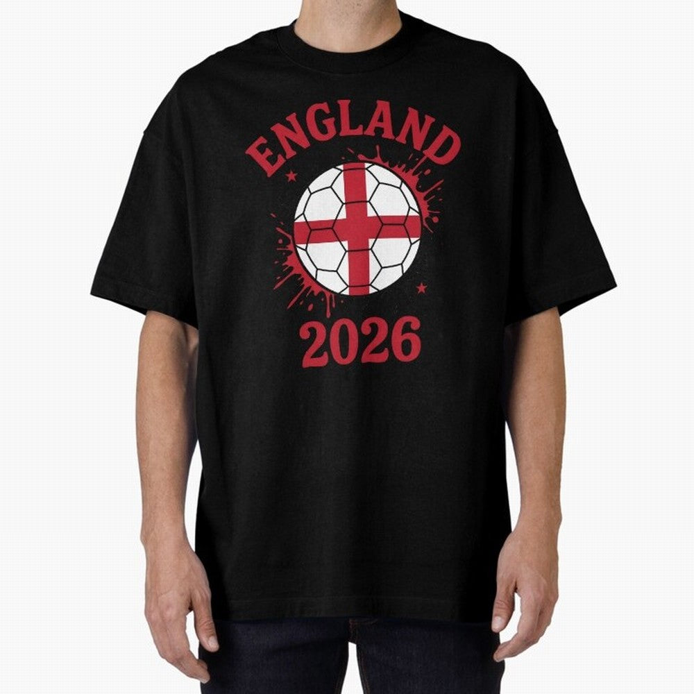 England World Cup 2026 football supporter| St George Cross Football Oversized T-Shirt Show Support during FIFA World Cup 2026 for Fans of Messi and Cristiano Ronaldo and Netherlands, Bringing Vintage Soccer Flavor, Modern Football Stars, National