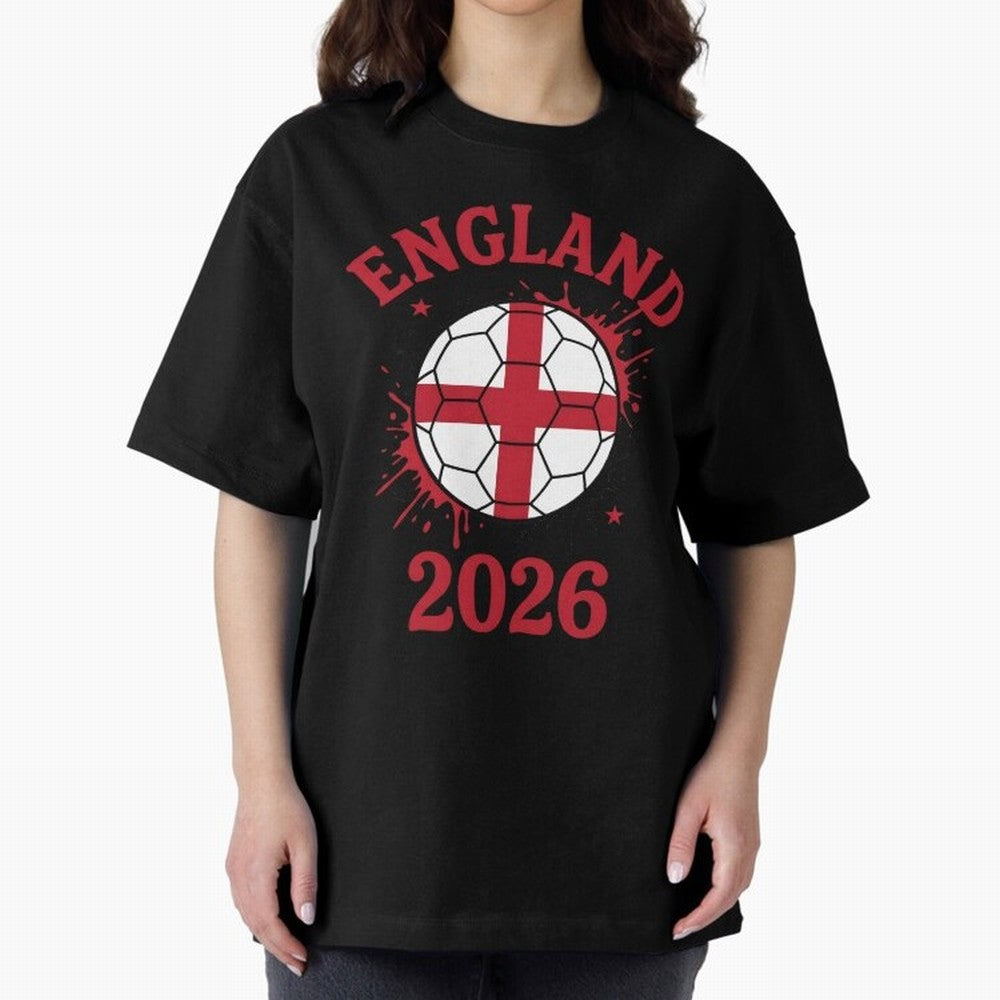England World Cup 2026 football supporter| St George Cross Football Oversized T-Shirt Show Support during FIFA World Cup 2026 for Fans of Messi and Cristiano Ronaldo and Netherlands, Bringing Vintage Soccer Flavor, Modern Football Stars, National