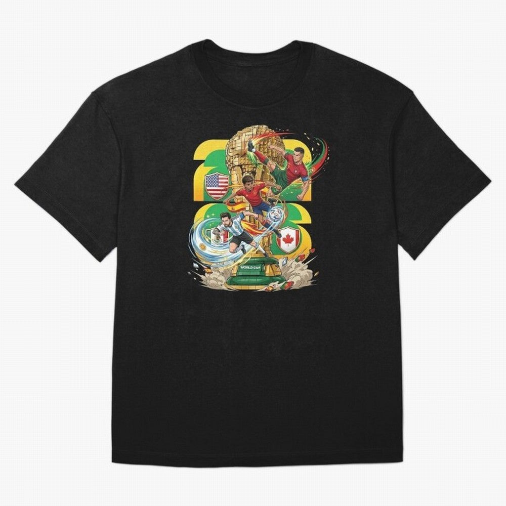 World Cup Teams 2026 Oversized T-Shirt Feel the Heartbeat of FIFA World Cup 2026 Group Stage for Fans of Neymar and Spain and Netherlands, Bringing Worldwide Fan Energy, Dramatic Goals, Stadium Lights and Championship Celebrations; Great for