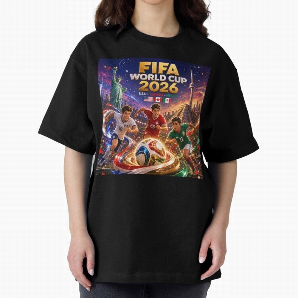 Host Nations Football 2026 #football 2026 Oversized T-Shirt Feel the Trophy Chase of Match Day Hype around FIFA World Cup 2026 Group Stage, CR7 and Messi, England and Germany, Tournament Hype, Historic Matchups, Family Viewing Parties and Global
