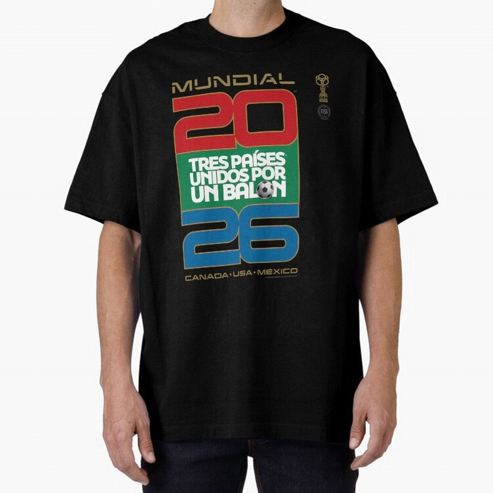 Mundial 26 Three Nations United By A Soccer Ball. Unidos Por Un Baln - World Cup Oversized T-Shirt Bring Global Tournament Vibes to Match Day Hype around FIFA World Cup 2026 Group Stage, Cristiano Ronaldo, Haaland and CR7, Argentina, France and