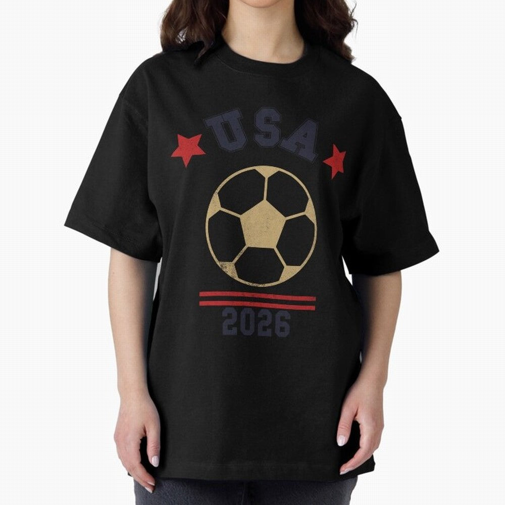 USA Soccer Fan 2026 Jersey Style Design Oversized T-Shirt Celebrate the Magic of FIFA World Cup 2026 Spirit, with England, France and Netherlands, Cristiano Ronaldo, Haaland and CR7, Stadium Memories, Football Loyalty, International Chants and
