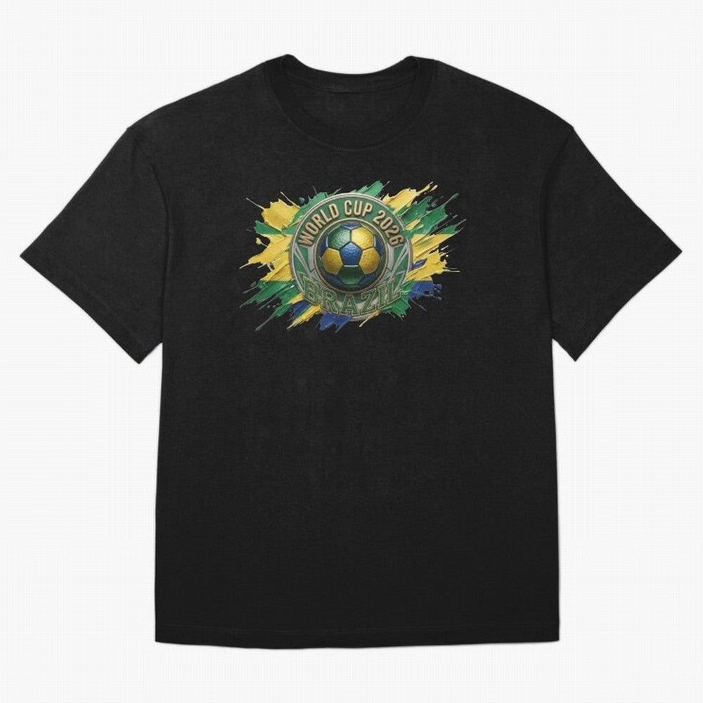 World Cup 2026 Brazil Soccer Ball Paint Splash Oversized T-Shirt Share the Excitement of FIFA World Cup 2026 Group Stage for Fans of Messi, Neymar and Mbappe and Spain, Bringing Classic Soccer Heritage, Championship Pressure, Fan Loyalty and
