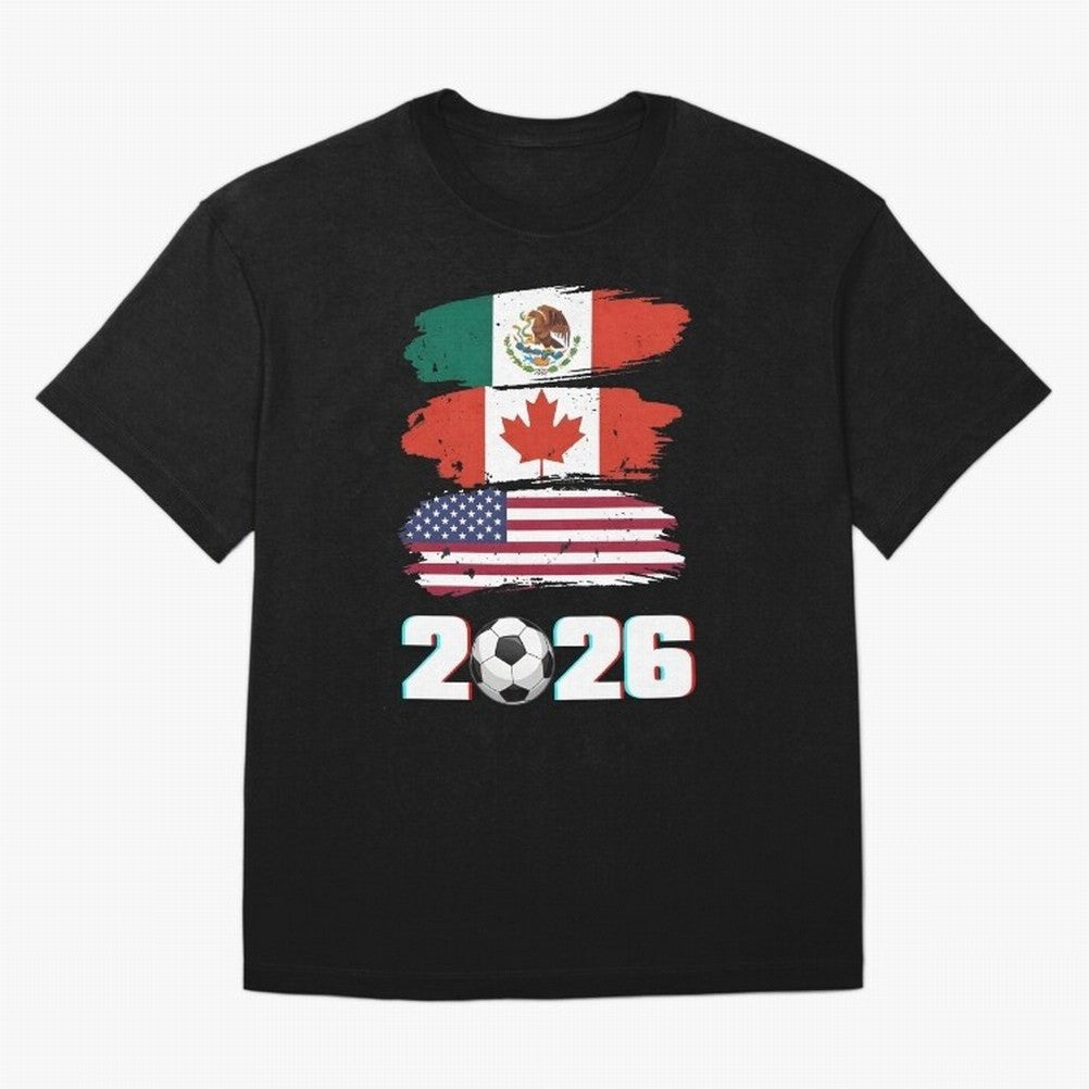USA Canada Mexico Flag 2026 Cup Brush Art Oversized T-Shirt Represent the Passion of FIFA World Cup 2026 Inspired by Neymar, Argentina Energy, Game Day Rituals, Football Legends, Country Pride and the Road to the Final; Perfect for Fans,