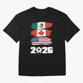 USA Canada Mexico Flag 2026 Cup Brush Art Oversized T-Shirt Represent the Passion of FIFA World Cup 2026 Inspired by Neymar, Argentina Energy, Game Day Rituals, Football Legends, Country Pride and the Road to the Final; Perfect for Fans,
