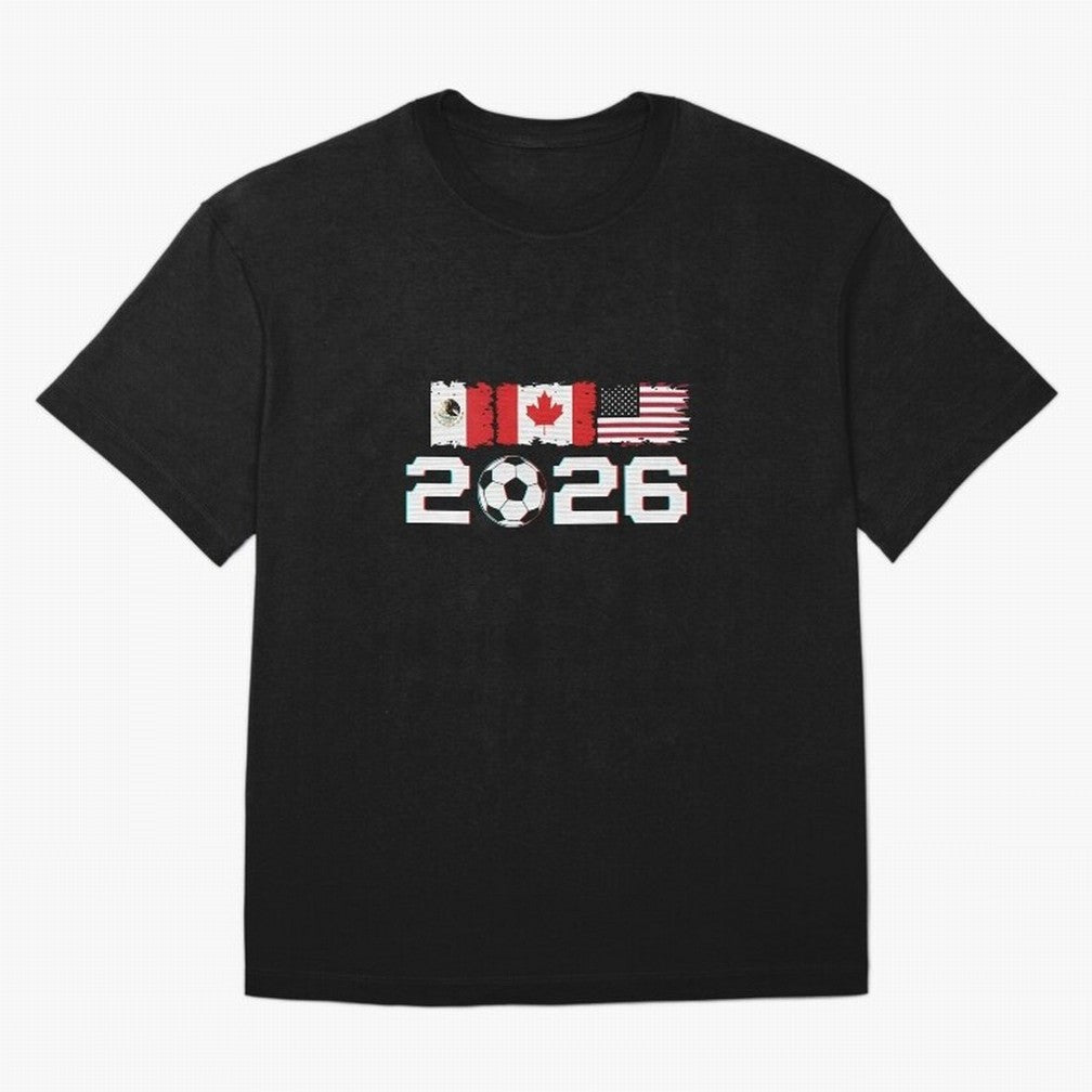 Glitched United 2026 Cup - North America Emblem Part 2 T-Shirt_82924673 Oversized T-Shirt Turn Every Weekend Toward FIFA World Cup 2026 Filled with Messi, Brazil Energy, Retro Football Energy, Iconic Rivalries, Trophy Chase Drama and Stadium