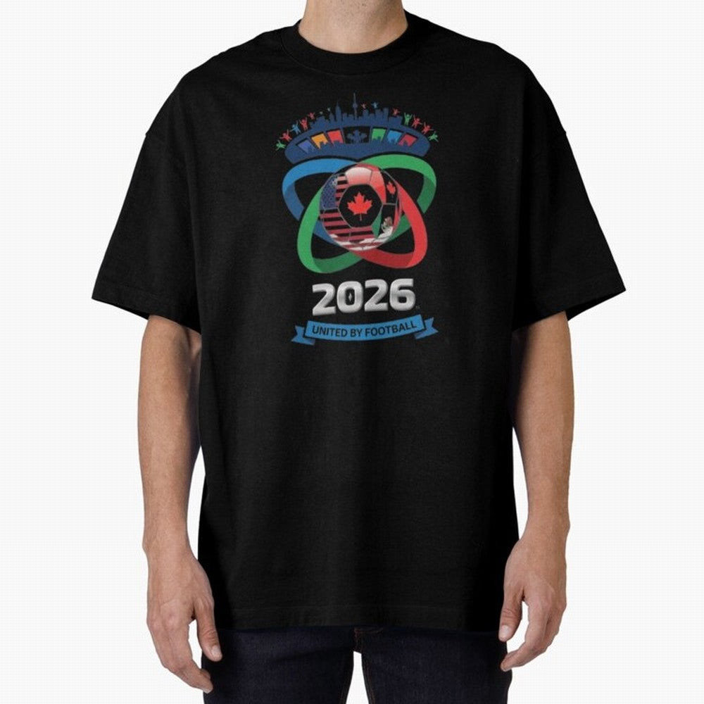 Infinity Loop World Cup 2026 Host Nation Design Oversized T-Shirt Support the Legends of the FIFA World Cup 2026 Group Stage Journey through Messi, CR7 and Mbappe Highlights, Spain and Netherlands Pride, Soccer Culture, Superstar Moments, National