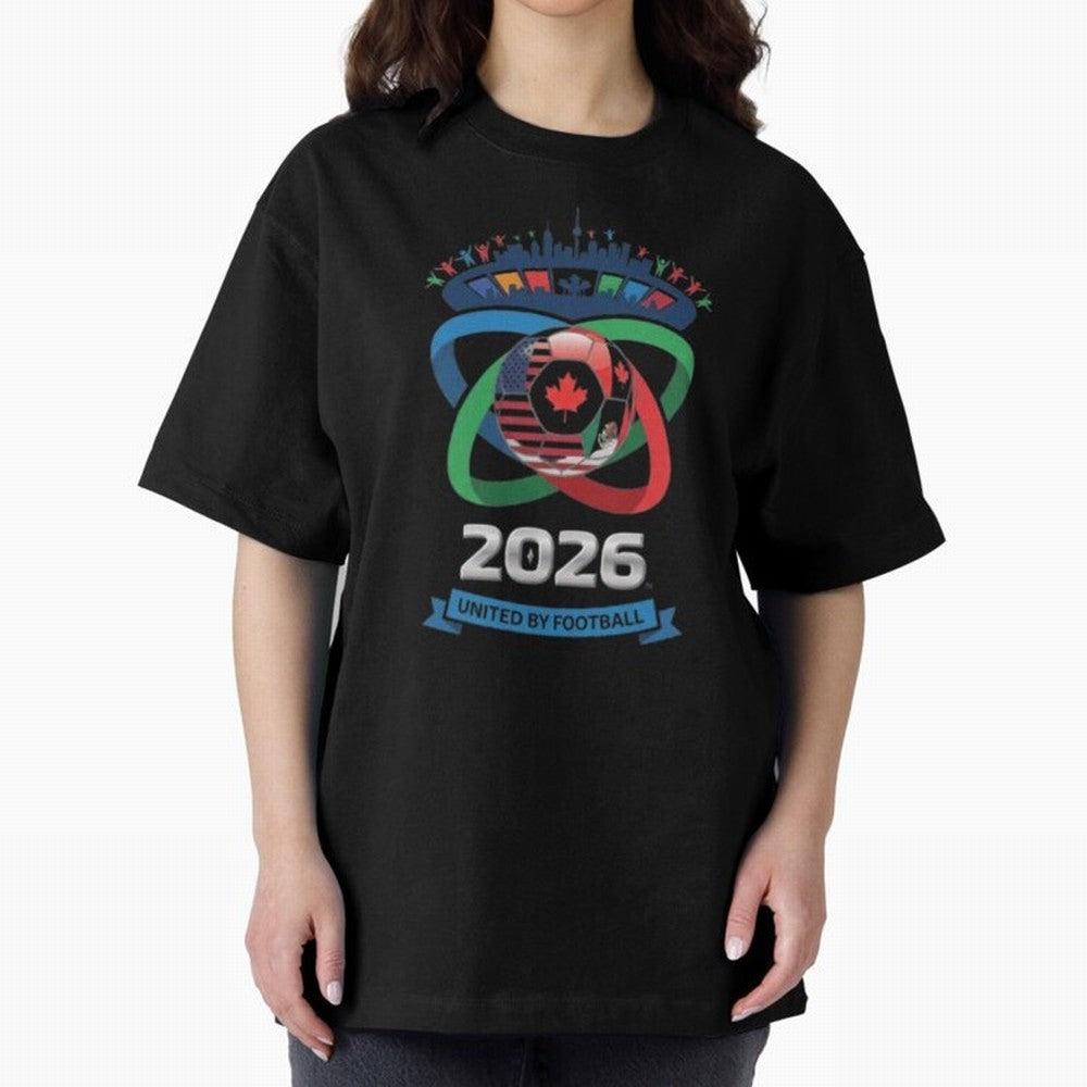 Infinity Loop World Cup 2026 Host Nation Design Oversized T-Shirt Support the Legends of the FIFA World Cup 2026 Group Stage Journey through Messi, CR7 and Mbappe Highlights, Spain and Netherlands Pride, Soccer Culture, Superstar Moments, National