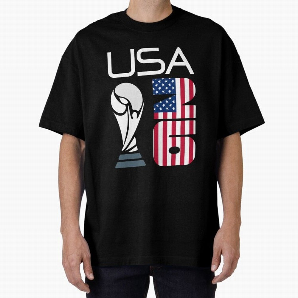 USA 2026 Soccer World Cup Trophy American Flag Design Oversized T-Shirt Honor Football Greatness during the FIFA World Cup 2026 Journey through CR7 Highlights, Germany Pride, Match Day Excitement, Supporter Culture, Golden Goals and Global Football