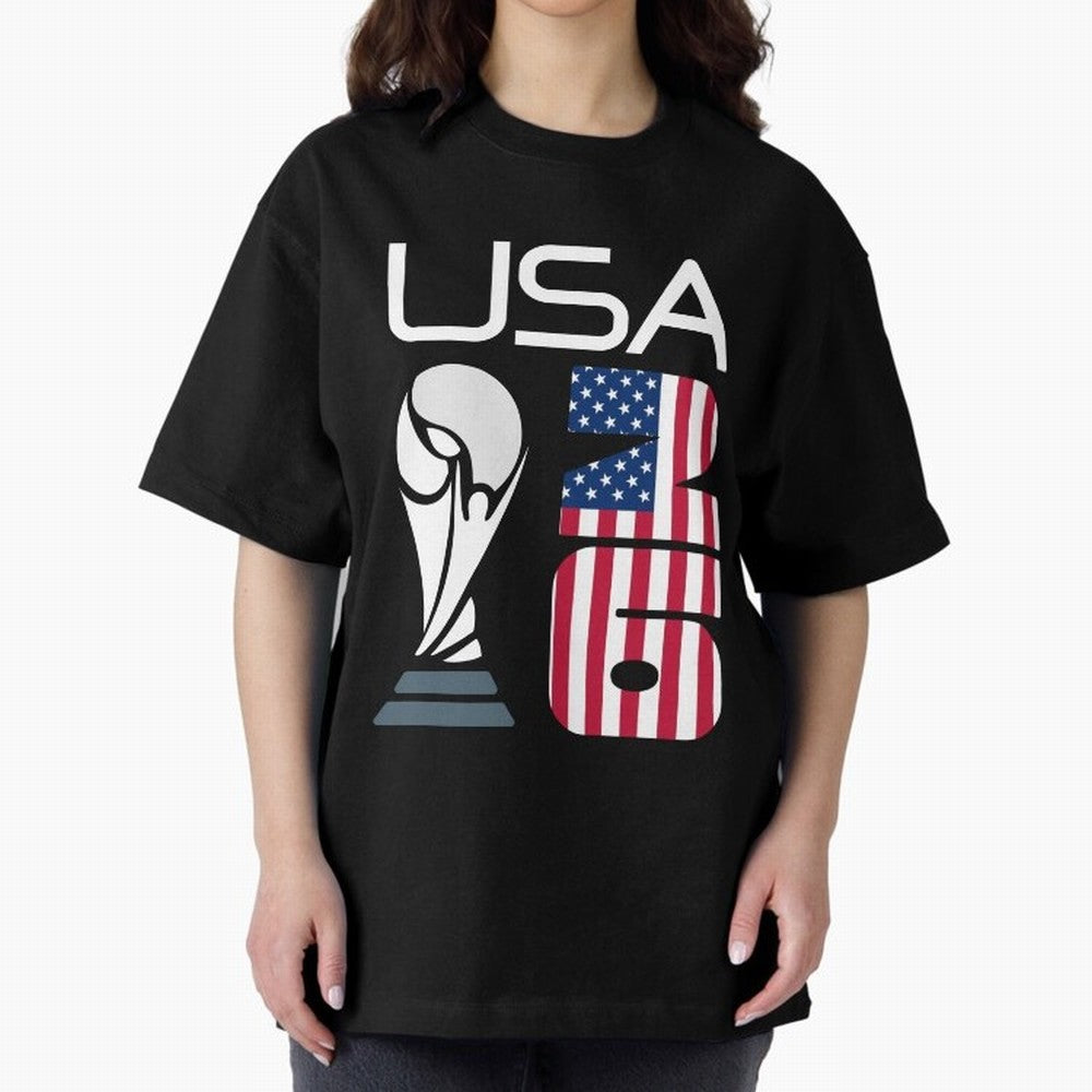 USA 2026 Soccer World Cup Trophy American Flag Design Oversized T-Shirt Honor Football Greatness during the FIFA World Cup 2026 Journey through CR7 Highlights, Germany Pride, Match Day Excitement, Supporter Culture, Golden Goals and Global Football
