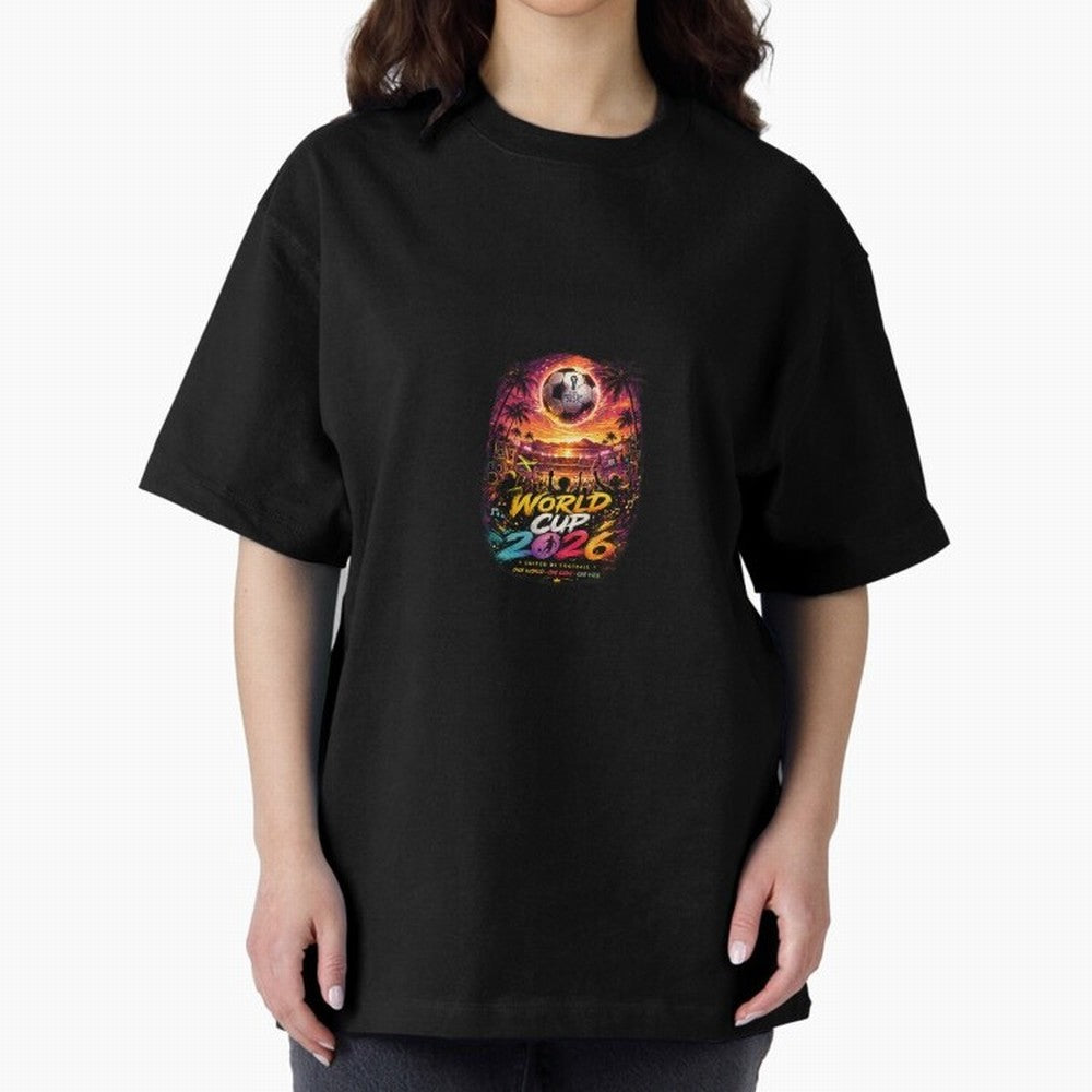 Copy of World Cup 2026 ¨C United Passion ?? | Neon Football Design Oversized T-Shirt Create the FIFA World Cup 2026 Journey through Haaland Highlights, England and Germany Pride, Soccer Culture, Superstar Moments, National Team Dreams and