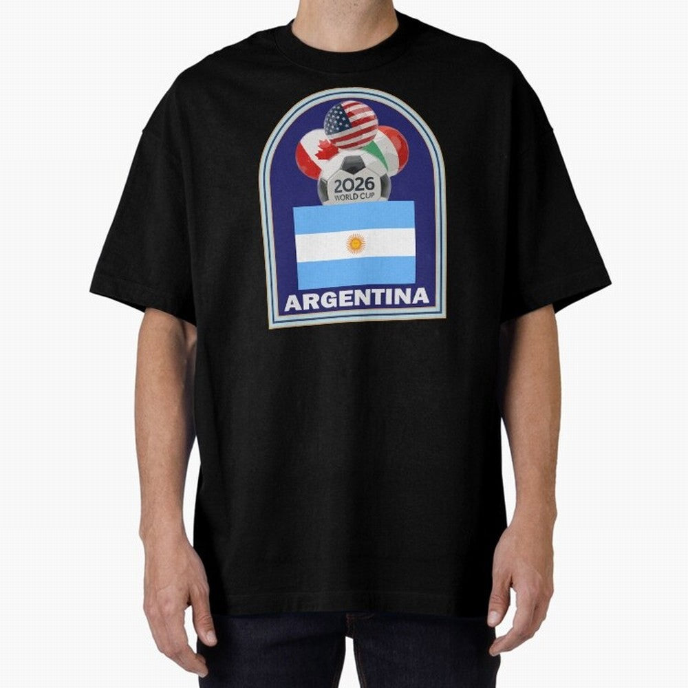 Argentina 2026 Soccer T-shirt Oversized T-Shirt Celebrate National Team Dreams in FIFA World Cup 2026 USA Canada Mexico Spirit, Featuring England, Messi, Championship Spirit, Famous Goals, Roaring Crowds and International Football Unity; Perfect