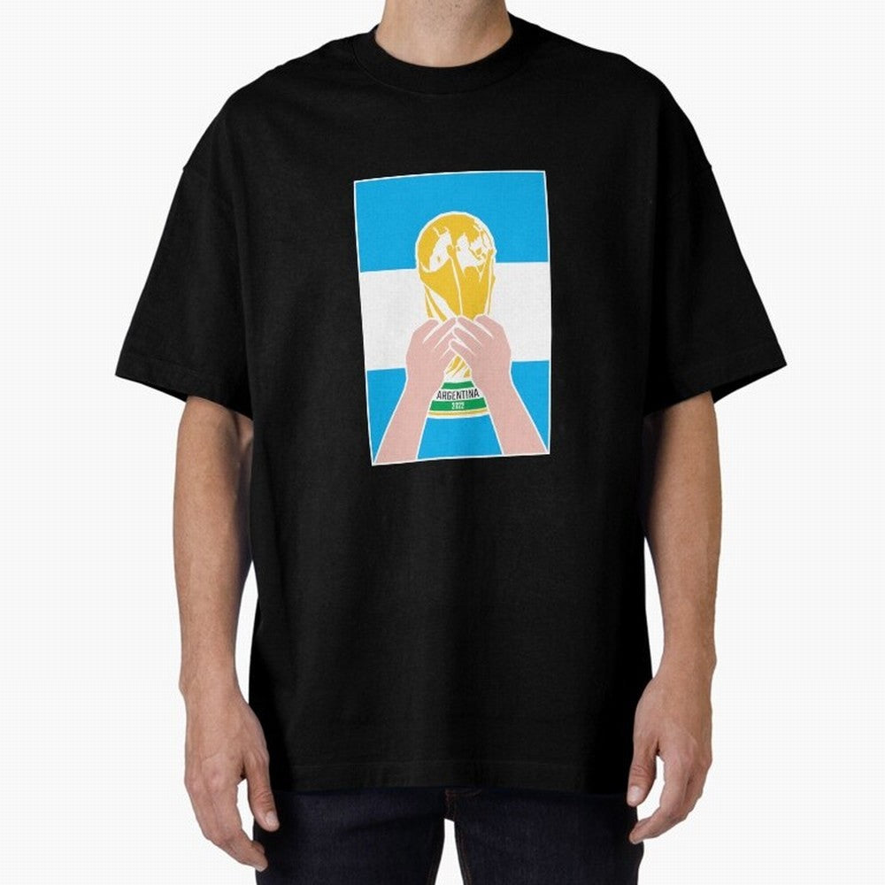 Champion Argentina 2022 Oversized T-Shirt Bring Bold Fan Energy to Match Day Hype around FIFA World Cup 2026 USA Canada Mexico, Neymar, England, Classic Soccer Heritage, Championship Pressure, Fan Loyalty and International Pride; Perfect for