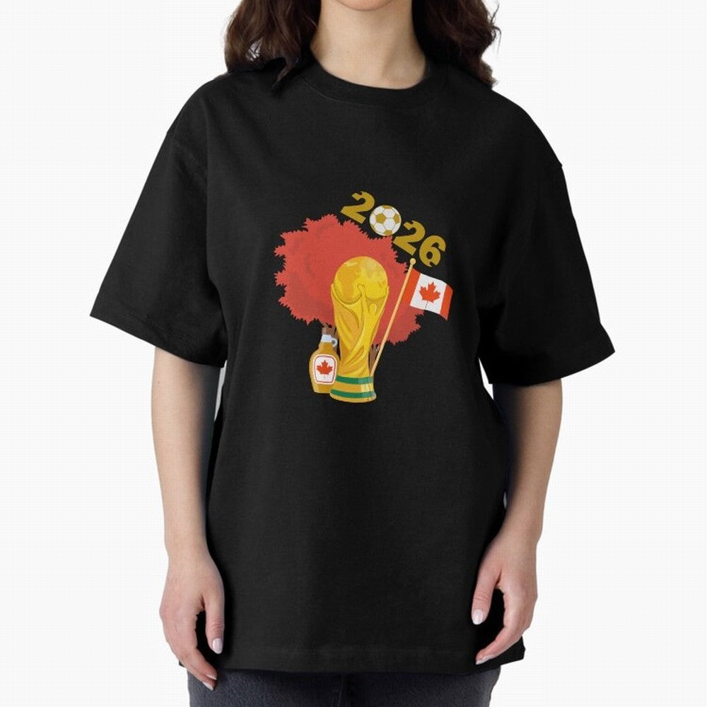Canada 2026 Football Championship Golden Oversized T-Shirt Join Supporters Worldwide for Match Day Hype around FIFA World Cup 2026, Neymar, Argentina and Brazil, Football Festival Excitement, Trophy Ambitions, Country Rivalries and Star Player