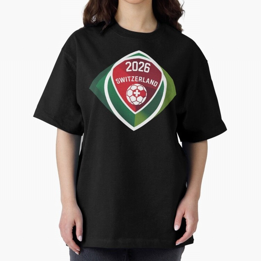 Switzerland 2026 Oversized T-Shirt Capture FIFA World Cup 2026 Group Stage Centered on Cristiano Ronaldo, England and Germany Energy, Fan Favorite Moments, National Team Passion, Big Match Drama and Soccer History; Ideal for Fans Who Follow Messi,