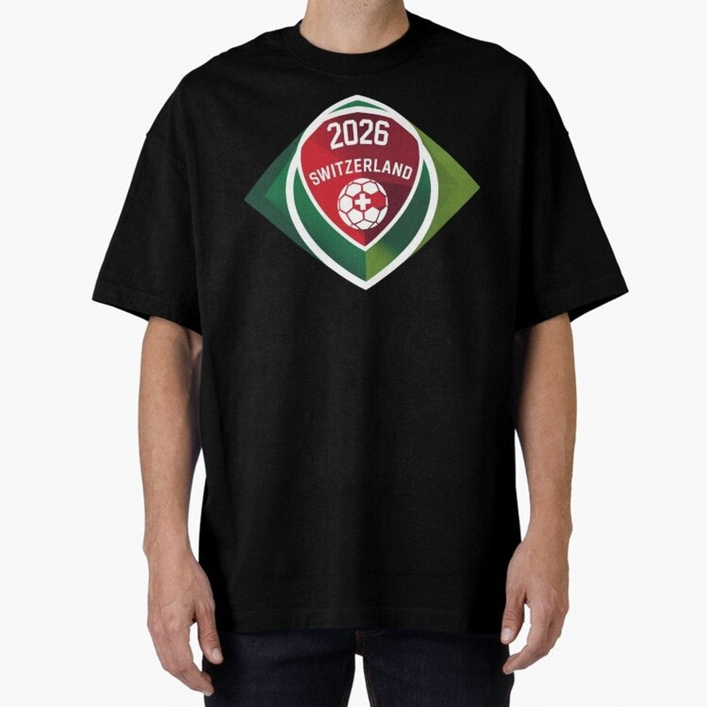 Switzerland 2026 Oversized T-Shirt Capture FIFA World Cup 2026 Group Stage Centered on Cristiano Ronaldo, England and Germany Energy, Fan Favorite Moments, National Team Passion, Big Match Drama and Soccer History; Ideal for Fans Who Follow Messi,