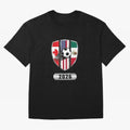 North United America Shield 2026 Cup Oversized T-Shirt Bring FIFA World Cup 2026 USA Canada Mexico Highlighting Haaland, Portugal Energy, Champion Mindset, Group Stage Buzz, Knockout Tension and Passionate Fan Culture; Ideal for Football Dads,