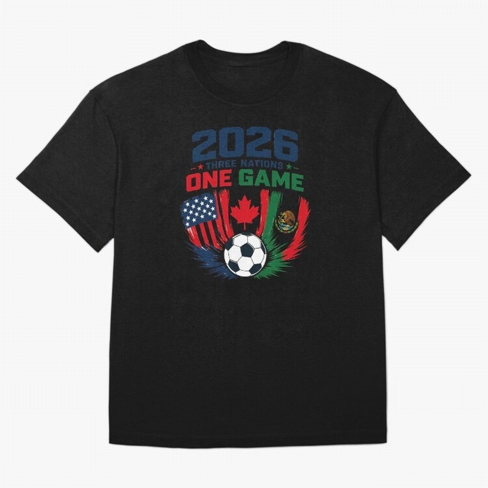 Three Nations One Game 2026 ¨C USA Canada Mexico Football Design ?????? Oversized T-Shirt Step into FIFA World Cup 2026 USA Canada Mexico Spirit, with Brazil, Portugal and Argentina, Neymar, Haaland and Cristiano Ronaldo, Supporter Pride, Iconic