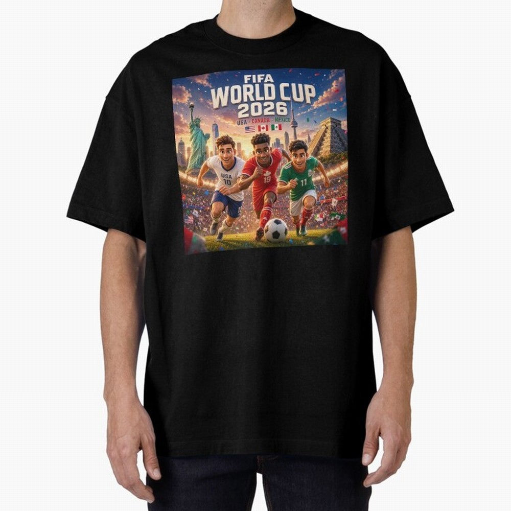 ? USA Canada Mexico Football 2026 #football 2026 Oversized T-Shirt Live for the Drama of FIFA World Cup 2026 USA Canada Mexico Capturing Haaland and Mbappe, Portugal, Spain and Germany Energy, Football Festival Excitement, Trophy Ambitions, Country