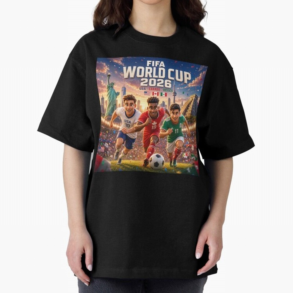 ? USA Canada Mexico Football 2026 #football 2026 Oversized T-Shirt Live for the Drama of FIFA World Cup 2026 USA Canada Mexico Capturing Haaland and Mbappe, Portugal, Spain and Germany Energy, Football Festival Excitement, Trophy Ambitions, Country