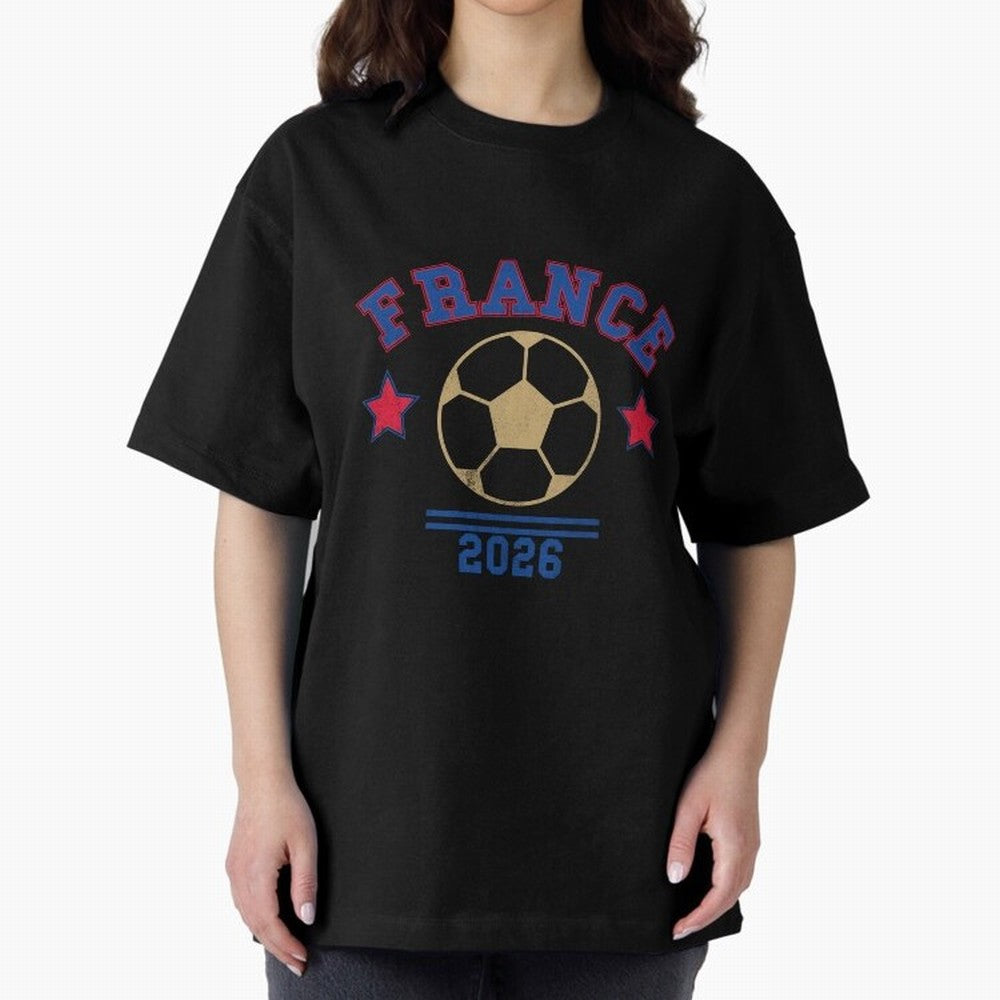 France 2026 ¡ª Vintage Soccer Tee Oversized T-Shirt Discover FIFA World Cup 2026 Group Stage Celebrating CR7, Spain Energy, Champion Mindset, Group Stage Buzz, Knockout Tension and Passionate Fan Culture; Ideal for Fans Who Follow Messi, Cristiano