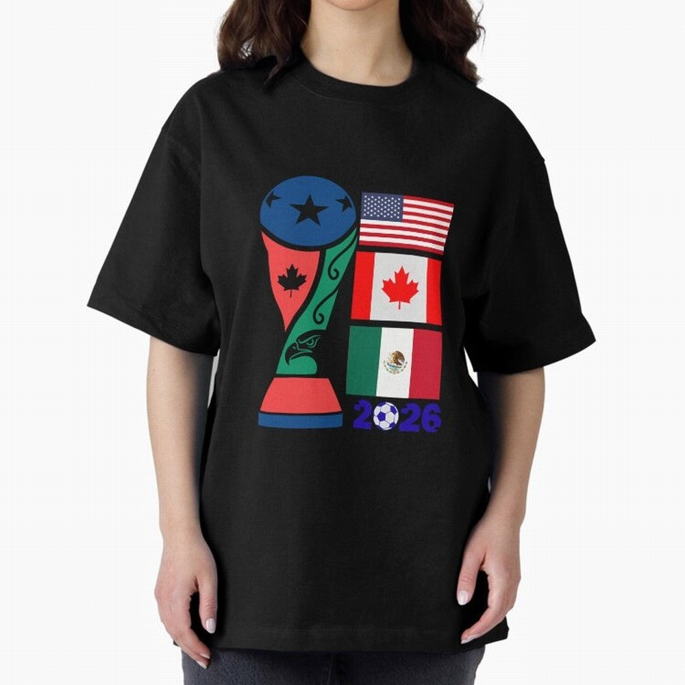 North America Football Unity 2026 Oversized T-Shirt Embrace FIFA World Cup 2026 Spirit, Inspired by Portugal, Cristiano Ronaldo, Haaland and CR7, Champion Mindset, Group Stage Buzz, Knockout Tension and Passionate Fan Culture; Perfect for Fans,