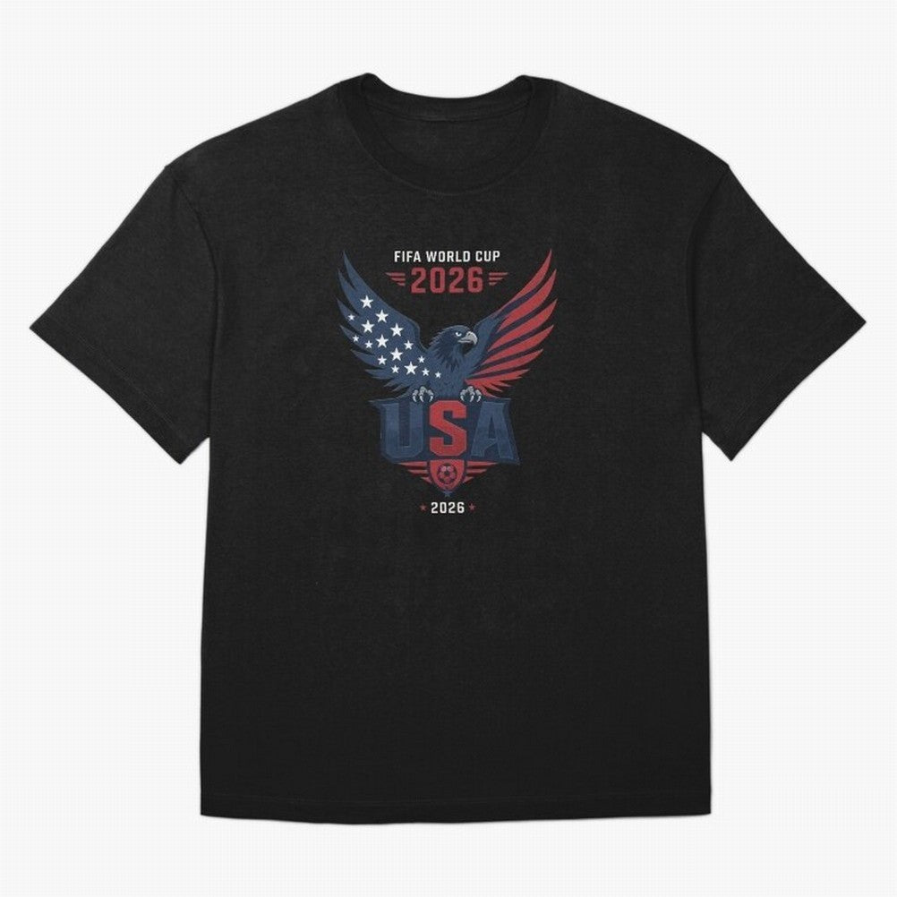 FIFA World Cup 2026 USA Eagle Soccer Logo Oversized T-Shirt Make Your Look Match the FIFA World Cup 2026 Journey through CR7 and Messi Highlights, England Pride, Football Festival Excitement, Trophy Ambitions, Country Rivalries and Star Player