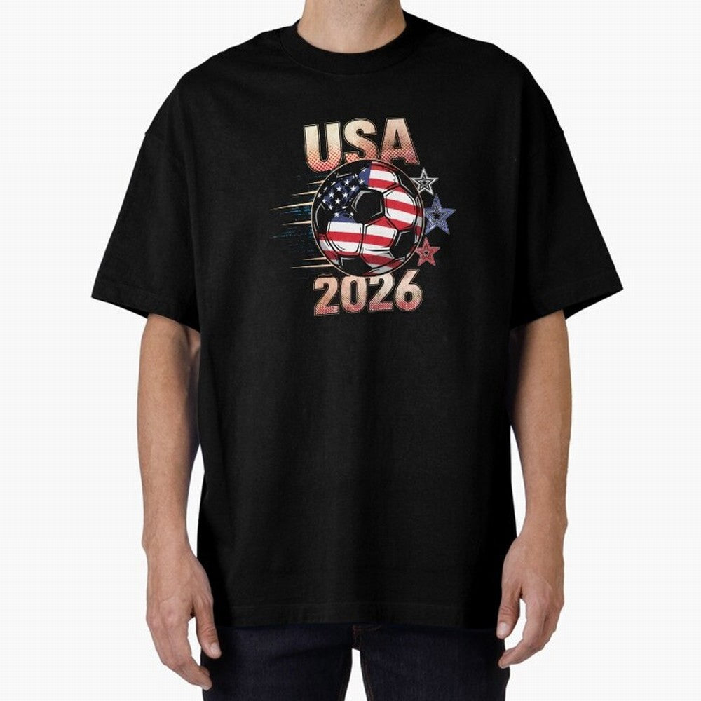 USA Soccer with Red White Blue Stars 2026 Cup T-Shirt_83834283 Oversized T-Shirt Feel International Energy from Match Day Hype around FIFA World Cup 2026 Group Stage, Messi, Neymar and Mbappe, Argentina, France and Brazil, Football Passion,