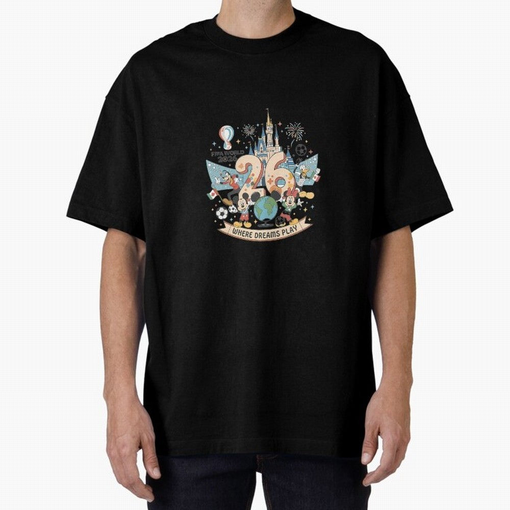Dreamland Football 26 Oversized T-Shirt Bring the FIFA World Cup 2026 USA Canada Mexico Journey through Cristiano Ronaldo Highlights, Brazil, Portugal and Argentina Pride, Stadium Memories, Football Loyalty, International Chants and Championship