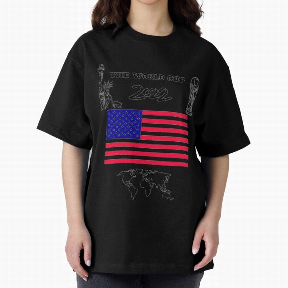 T-shirt for World cup, USA Oversized T-Shirt Fuel FIFA World Cup 2026 USA Canada Mexico for Fans of Messi and Spain and Netherlands, Bringing Sports Nostalgia, International Competition, Famous Players and Unforgettable Victories; Perfect for
