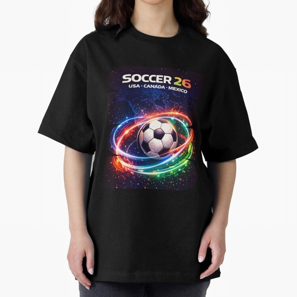 North America Soccer 2026 Shirt, Soccer 26 USA Canada Mexico Fan Tee, United 2026 Soccer Graphic - Bold Oversized T-Shirt Fuel the Hype around FIFA World Cup 2026 Group Stage Spirit, with England, France and Netherlands, Cristiano Ronaldo, Goal
