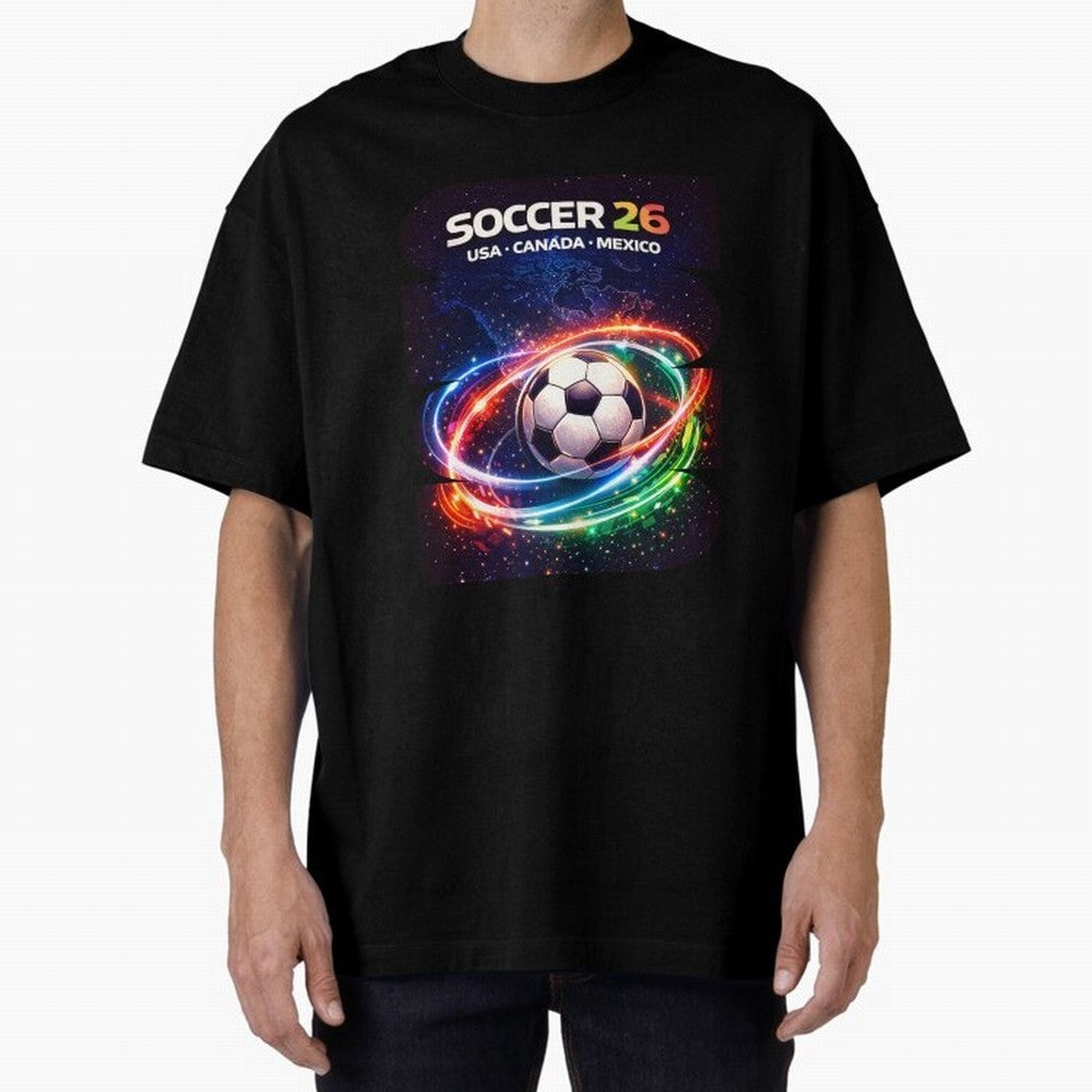 North America Soccer 2026 Shirt, Soccer 26 USA Canada Mexico Fan Tee, United 2026 Soccer Graphic - Bold Oversized T-Shirt Fuel the Hype around FIFA World Cup 2026 Group Stage Spirit, with England, France and Netherlands, Cristiano Ronaldo, Goal
