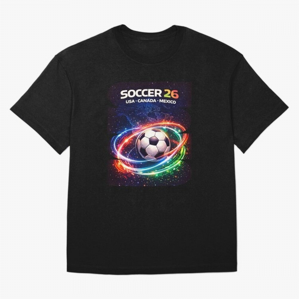 North America Soccer 2026 Shirt, Soccer 26 USA Canada Mexico Fan Tee, United 2026 Soccer Graphic - Bold Oversized T-Shirt Fuel the Hype around FIFA World Cup 2026 Group Stage Spirit, with England, France and Netherlands, Cristiano Ronaldo, Goal