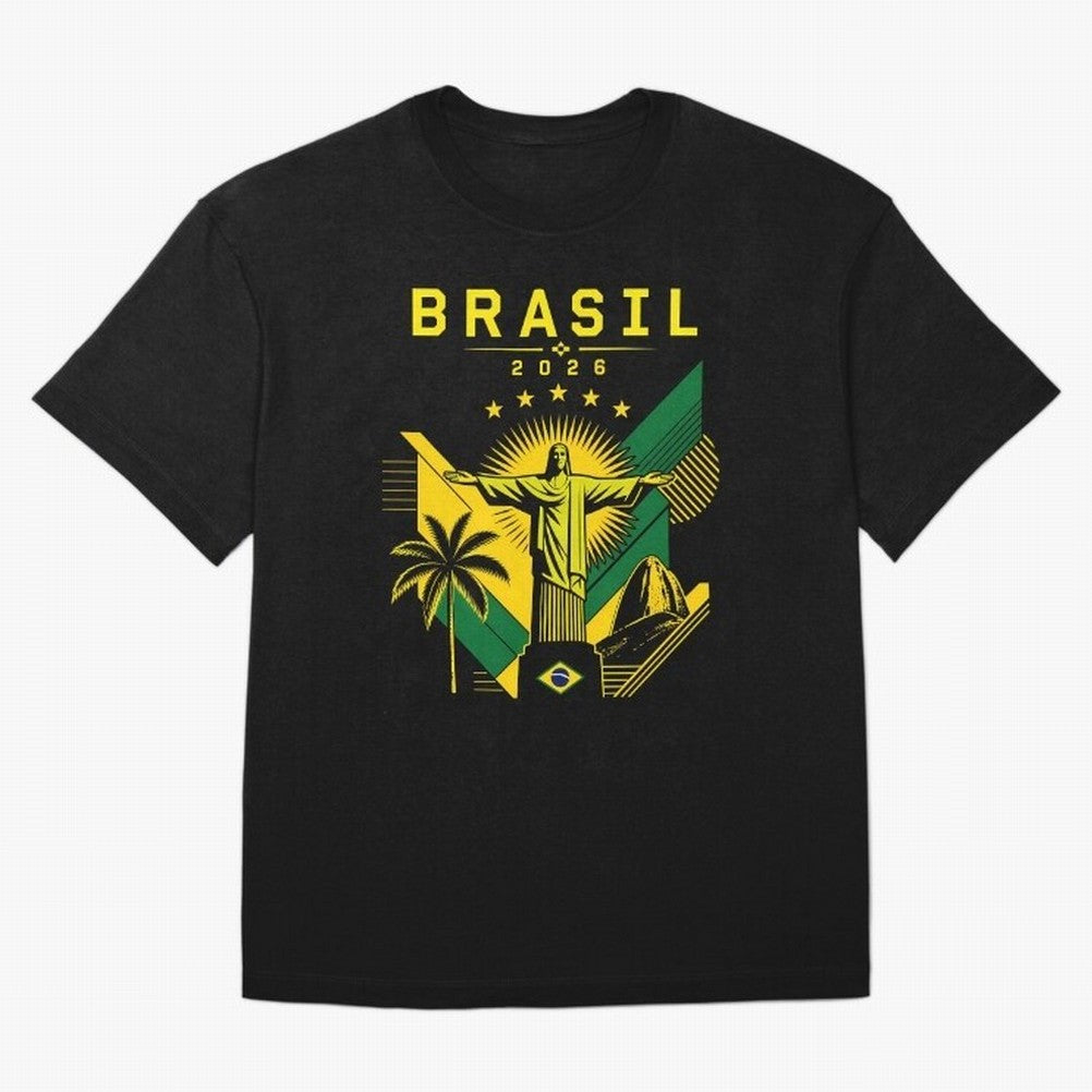 Brasil 2026 Christ the Redeemer Rio Oversized T-Shirt Build FIFA World Cup 2026 USA Canada Mexico Spirit, Built around Spain, Cristiano Ronaldo, Vintage Soccer Flavor, Modern Football Stars, National Flags and Final Night Emotion; Ideal for