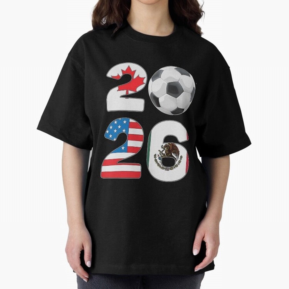 2026 North America Football Massive Event Soccer Ball Oversized T-Shirt Join Supporters Worldwide for FIFA World Cup 2026 Group Stage for Fans of Neymar, Haaland and Cristiano Ronaldo and Argentina, Bringing Soccer Culture, Superstar Moments,