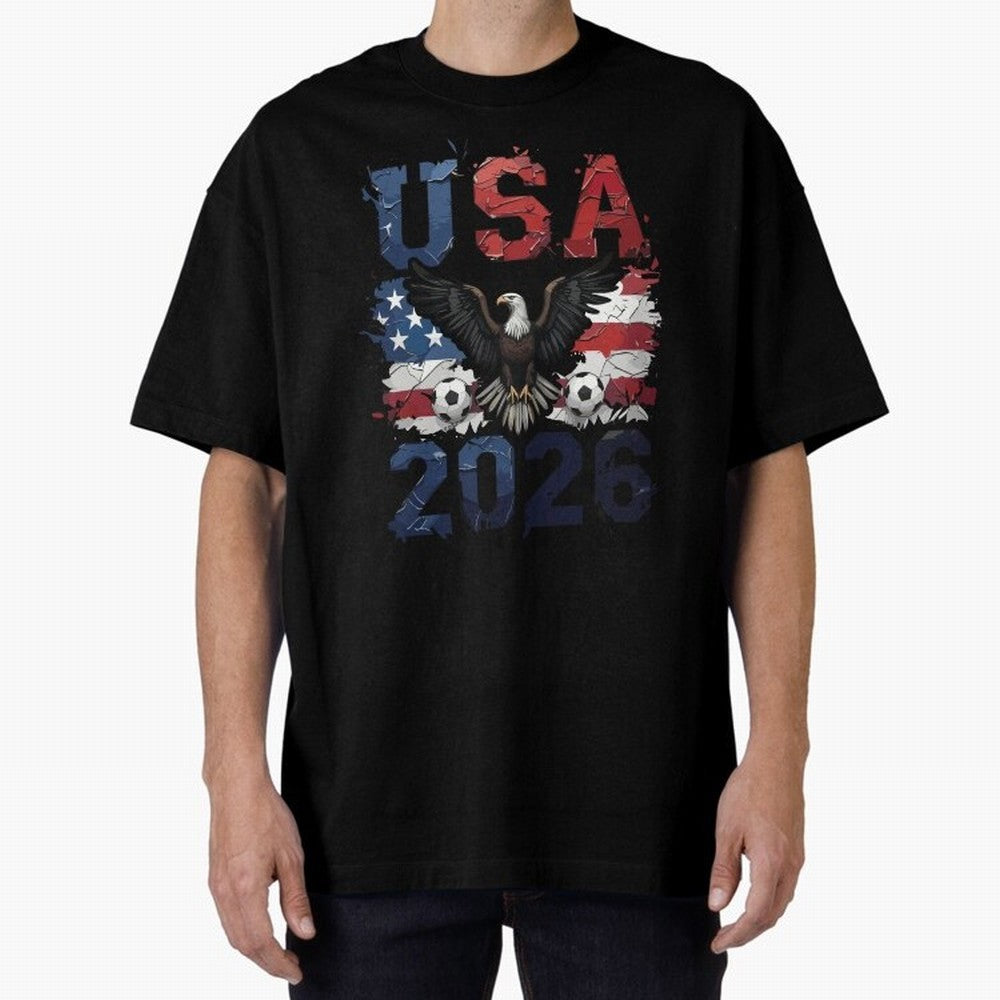 USA 2026 Soccer Eagle - World Cup Football Oversized T-Shirt Bring Champion Energy into FIFA World Cup 2026 Group Stage Spirit, Celebrating England, CR7 and Messi, Match Day Excitement, Supporter Culture, Golden Goals and Global Football Passion;