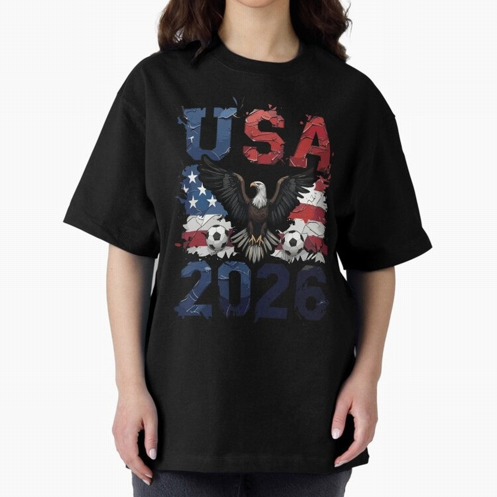 USA 2026 Soccer Eagle - World Cup Football Oversized T-Shirt Bring Champion Energy into FIFA World Cup 2026 Group Stage Spirit, Celebrating England, CR7 and Messi, Match Day Excitement, Supporter Culture, Golden Goals and Global Football Passion;