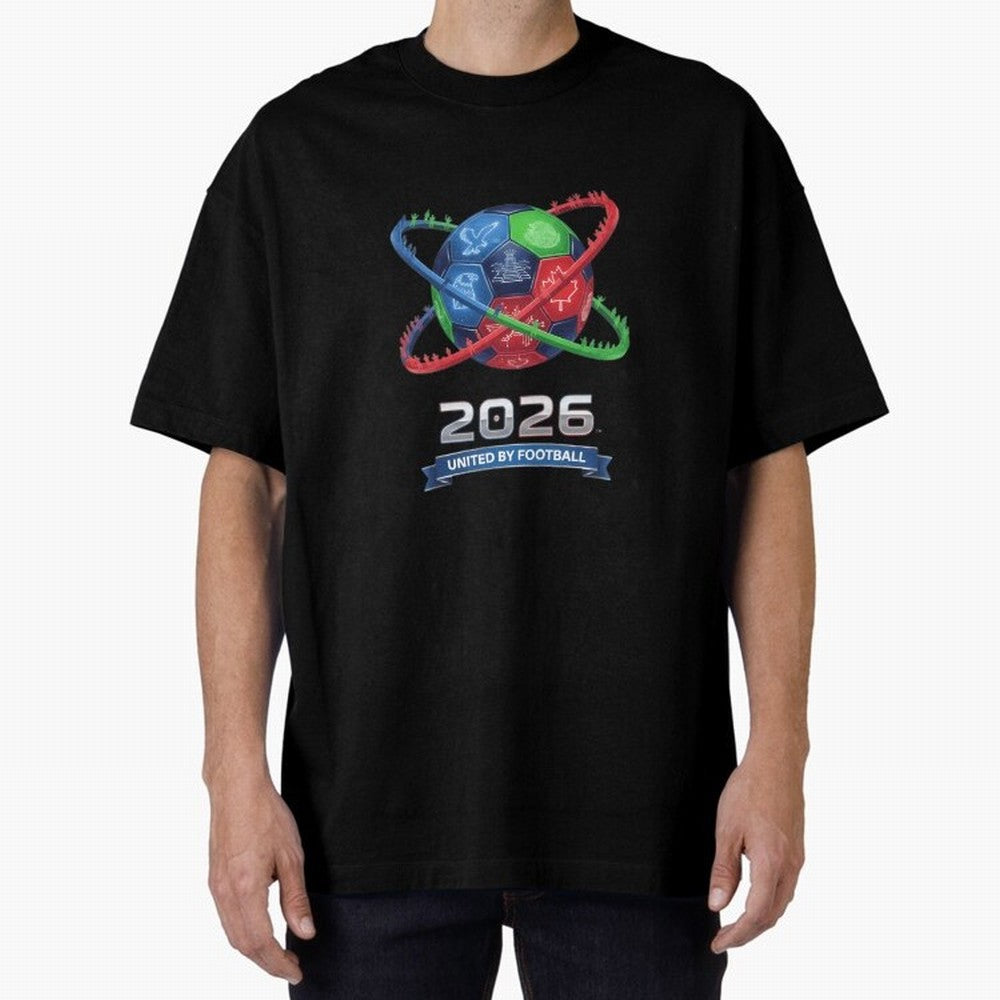 United By Football 2026 Global Connectivity Oversized T-Shirt Stand Out with Spirit from FIFA World Cup 2026 USA Canada Mexico Spirit, Celebrating Netherlands, Mbappe and Neymar, Sports Nostalgia, International Competition, Famous Players and