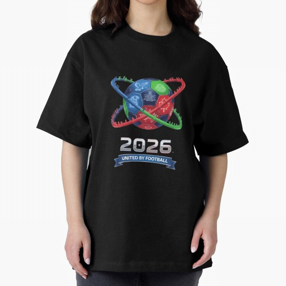 United By Football 2026 Global Connectivity Oversized T-Shirt Stand Out with Spirit from FIFA World Cup 2026 USA Canada Mexico Spirit, Celebrating Netherlands, Mbappe and Neymar, Sports Nostalgia, International Competition, Famous Players and