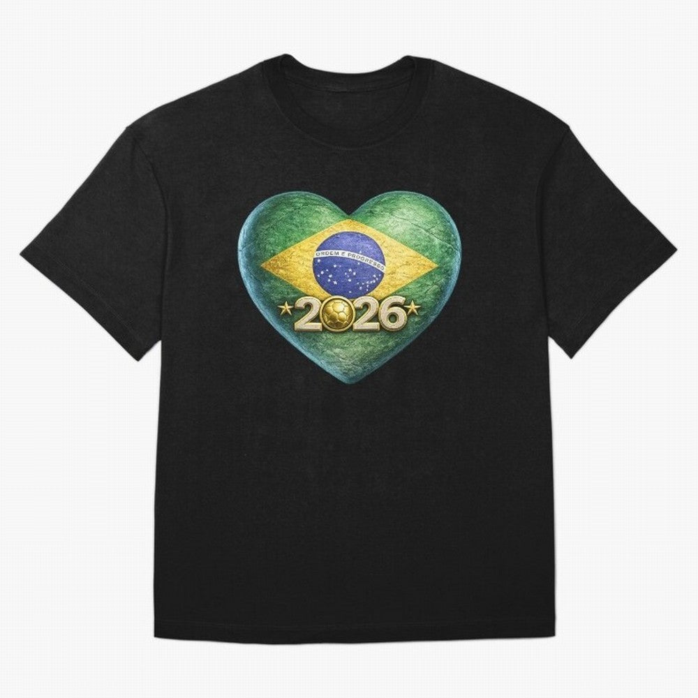 Brazil 2026 World Football Heart Flag Designs Oversized T-Shirt Capture FIFA World Cup 2026 Spirit, Centered on Portugal, Haaland and Mbappe, Football History, Final Match Energy, Crowd Noise and Once in a Lifetime Moments; Created for Match Day