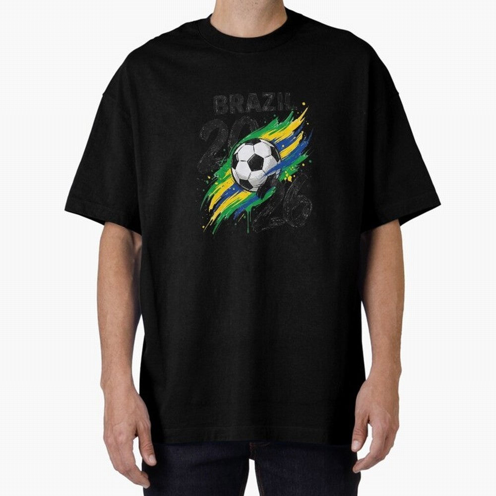 Brazil Soccer 2026 Fan Shirt ¨C Brazil Football Supporter Oversized T-Shirt Bring Retro Soccer Energy to FIFA World Cup 2026 Spirit, Highlighting Spain, CR7, Stadium Chants, National Pride, Trophy Dreams and Unforgettable Football Memories; Made