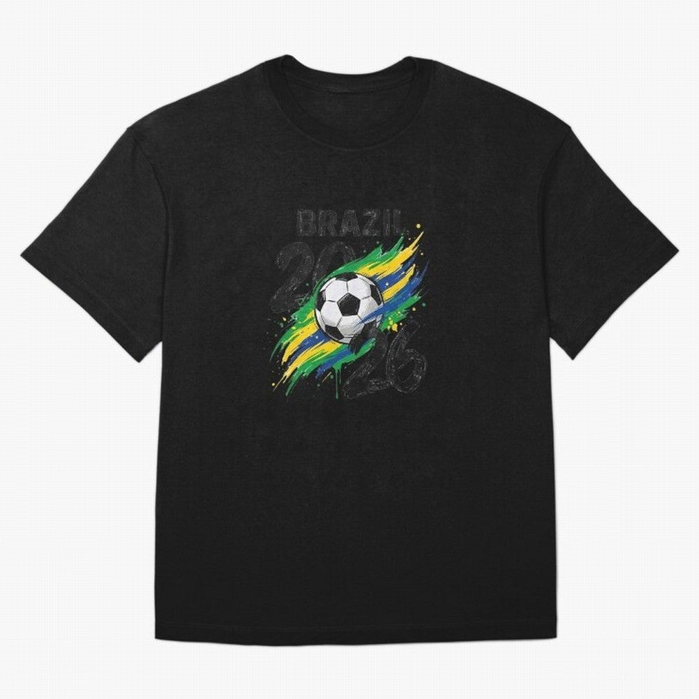 Brazil Soccer 2026 Fan Shirt ¨C Brazil Football Supporter Oversized T-Shirt Bring Retro Soccer Energy to FIFA World Cup 2026 Spirit, Highlighting Spain, CR7, Stadium Chants, National Pride, Trophy Dreams and Unforgettable Football Memories; Made