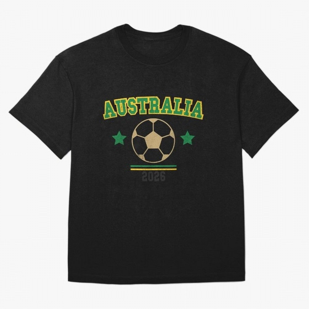 Australia 2026 ¡ª Vintage Soccer Tee Oversized T-Shirt Celebrate Fan Culture around FIFA World Cup 2026 USA Canada Mexico Spirit, Driven by France and Portugal, CR7 and Messi, Tournament Hype, Historic Matchups, Family Viewing Parties and Global