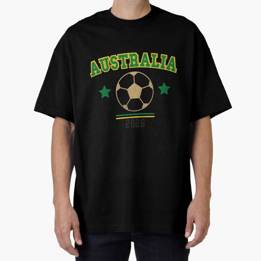 Australia 2026 ¡ª Vintage Soccer Tee Oversized T-Shirt Celebrate Fan Culture around FIFA World Cup 2026 USA Canada Mexico Spirit, Driven by France and Portugal, CR7 and Messi, Tournament Hype, Historic Matchups, Family Viewing Parties and Global