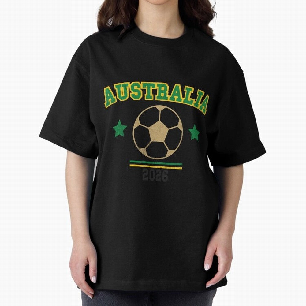 Australia 2026 ¡ª Vintage Soccer Tee Oversized T-Shirt Celebrate Fan Culture around FIFA World Cup 2026 USA Canada Mexico Spirit, Driven by France and Portugal, CR7 and Messi, Tournament Hype, Historic Matchups, Family Viewing Parties and Global