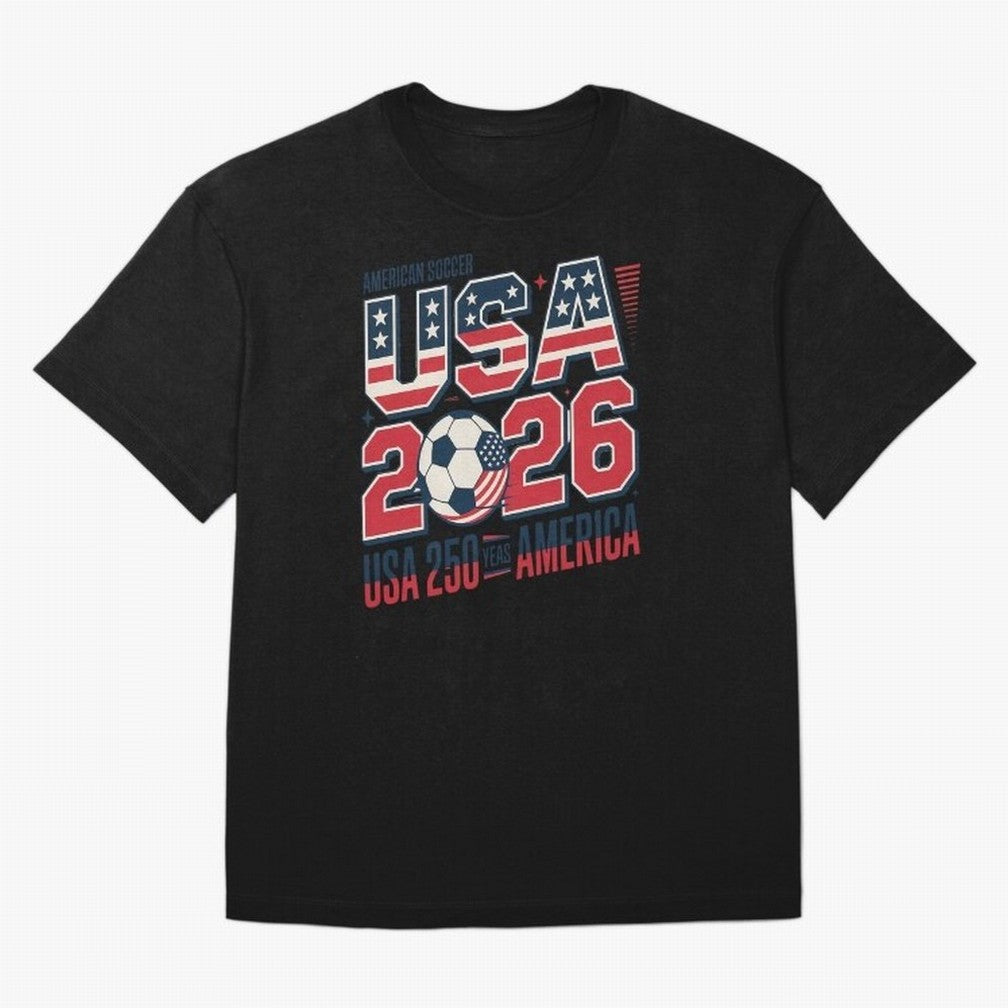 USA Soccer 250 Years 1776 -2026 Oversized T-Shirt Embrace FIFA World Cup 2026 USA Canada Mexico Spirit, Inspired by Germany, Mbappe and Neymar, Retro Football Energy, Iconic Rivalries, Trophy Chase Drama and Stadium Atmosphere; Made for Die Hard
