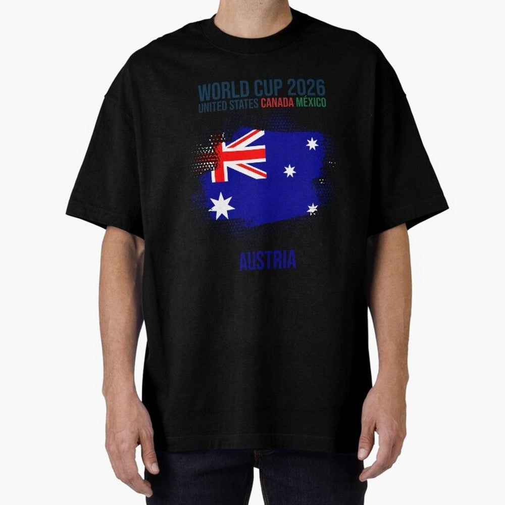 AUSTRIA WORLD CUP 2026 Oversized T-Shirt Share FIFA World Cup 2026 USA Canada Mexico Filled with Haaland and Mbappe, England, France and Netherlands Energy, Championship Spirit, Famous Goals, Roaring Crowds and International Football Unity; Ideal