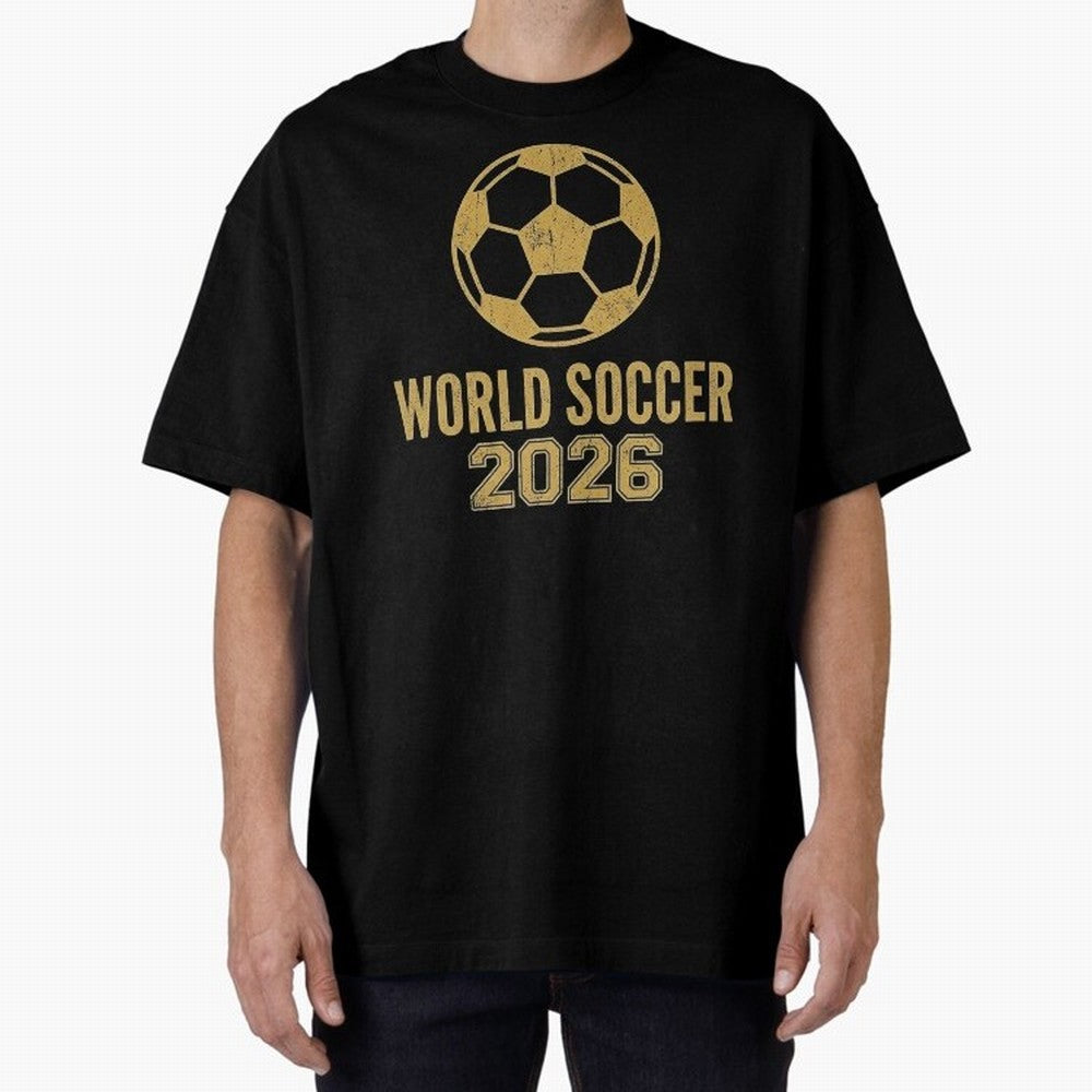 Retro World Soccer 2026 Design Oversized T-Shirt Celebrate Every Goal in the FIFA World Cup 2026 Group Stage Journey through Cristiano Ronaldo Highlights, Argentina Pride, Championship Spirit, Famous Goals, Roaring Crowds and International Football