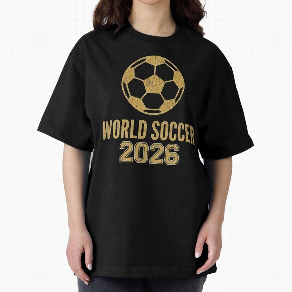 Retro World Soccer 2026 Design Oversized T-Shirt Celebrate Every Goal in the FIFA World Cup 2026 Group Stage Journey through Cristiano Ronaldo Highlights, Argentina Pride, Championship Spirit, Famous Goals, Roaring Crowds and International Football