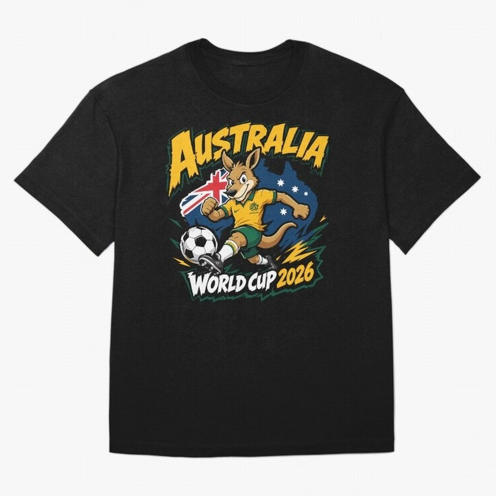Australia World Cup 2026 Kangaroo Soccer Fan Art Oversized T-Shirt Bring Match Day Fire to the FIFA World Cup 2026 Journey through Messi Highlights, Spain Pride, Stadium Memories, Football Loyalty, International Chants and Championship Tradition;